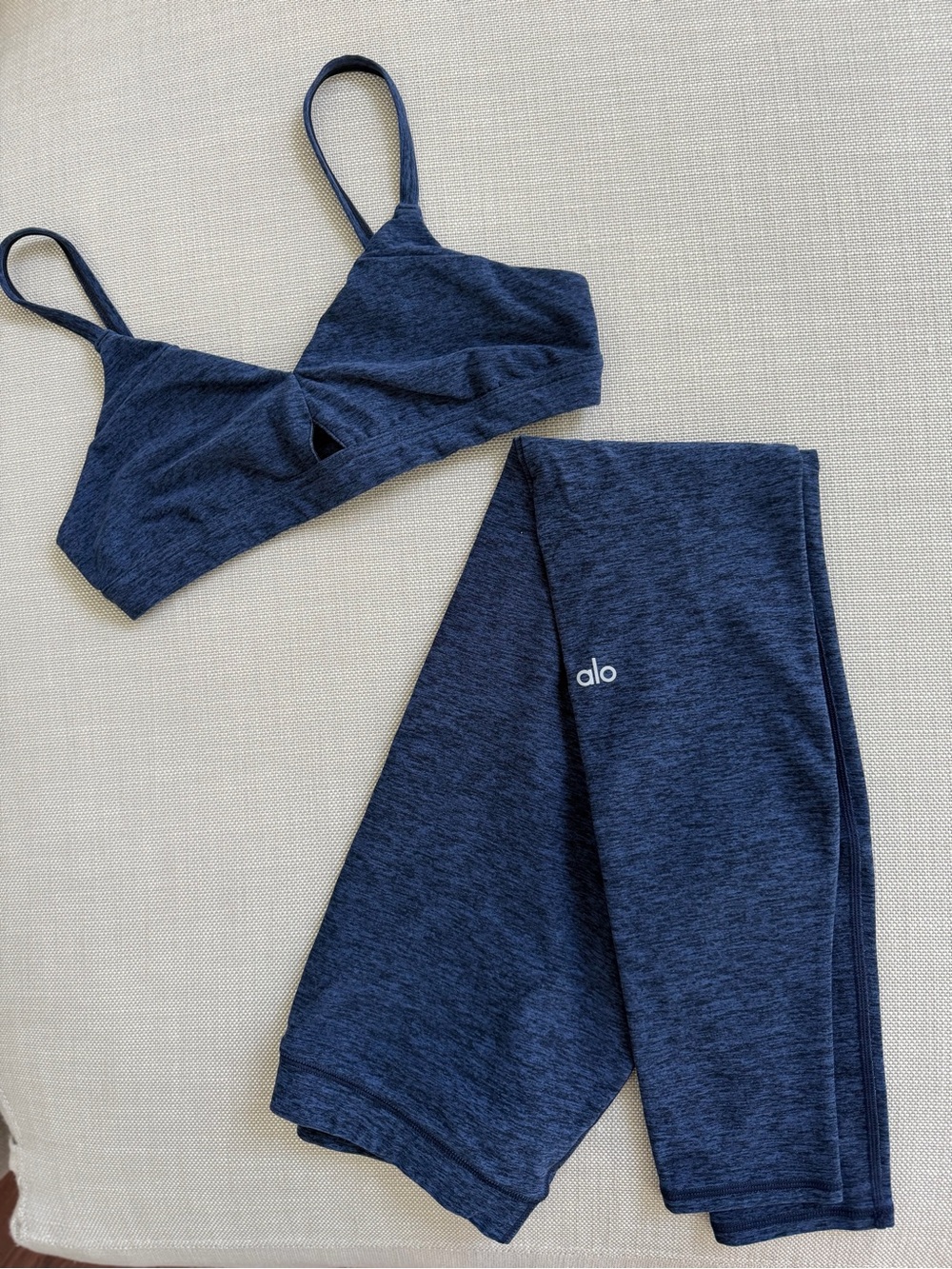 Alo High-Waist Alosoft Flow Legging and Lounge Bra - Matching Set